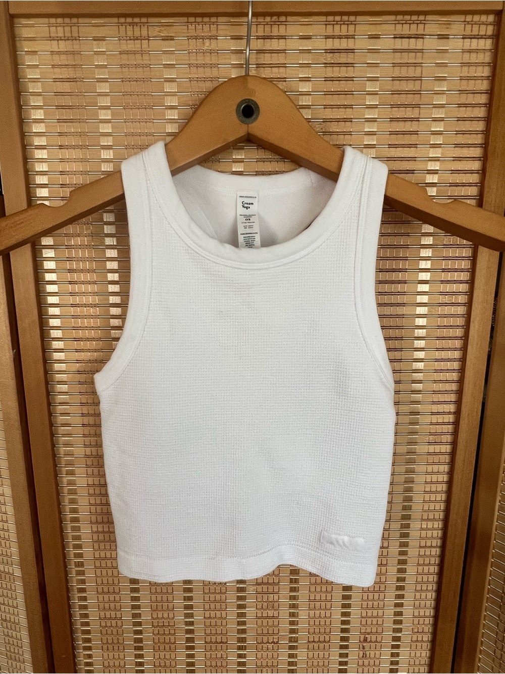 Cream Yoga White Ribbed Tank Top OS